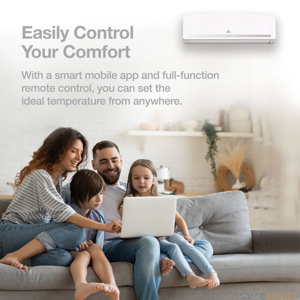 Perfect Aire DIY 24,000 BTU 21 SEER Quick Connect Ductless Mini-Split Heat Pump w/ WiFi - 3PAMSHQC24