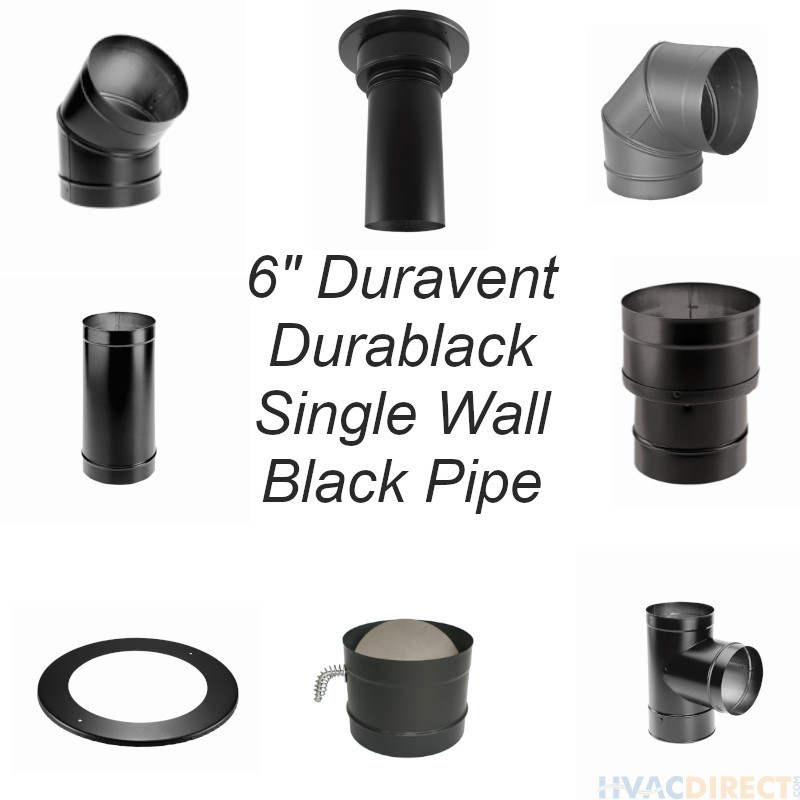 DuraVent 6- Inch Diameter Durablack Single Wall Black Stove Pipe - 6- Inch Durablack