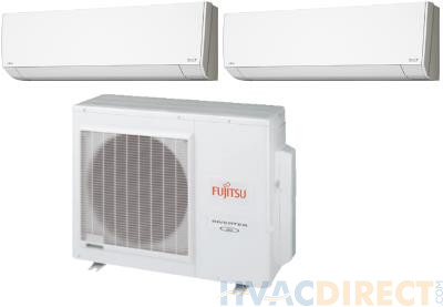 Fujitsu 24,000 BTU 18 SEER Dual Zone Heat Pump System 7+7 - Wall Mounted
