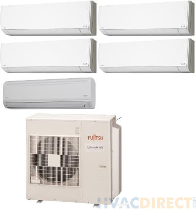 Fujitsu 45,000 BTU 19.7 SEER Five Zone Heat Pump System 7+7+9+9+18 - Wall Mounted