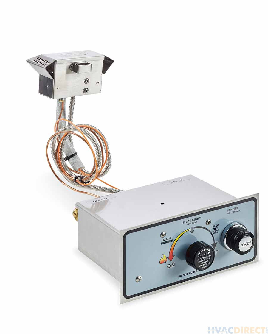HPC 60 -Inch Gas Trough Burner Fire Pit Kit - Push Button / Flame Sensing - FPPK60-TRGH-FLEX