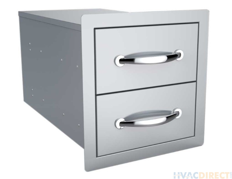 Sunstone 14-Inch Flush Double Access Drawer - B-DD12- Front-Side View