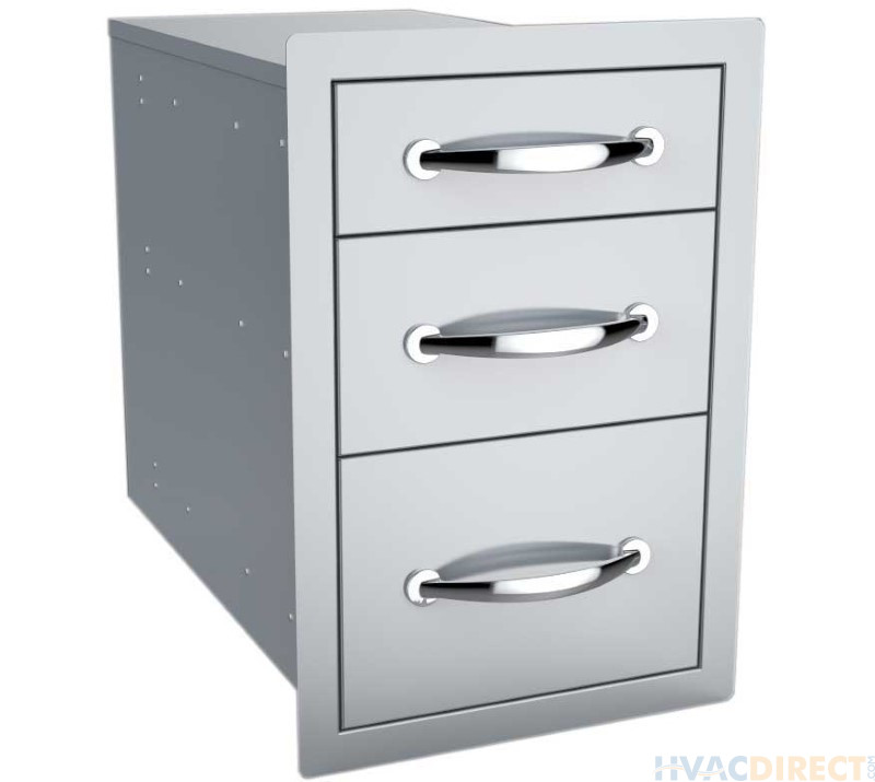 Sunstone 14-Inch Flush Triple Access Drawer - B-TD18- Front-Side View