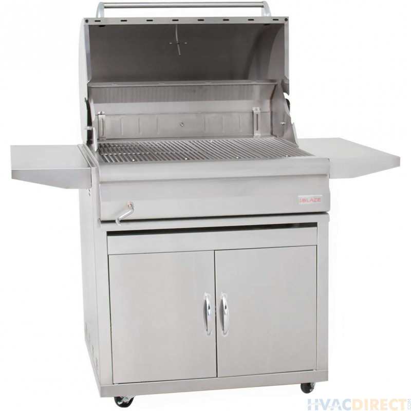 Blaze 32-Inch Freestanding Stainless Steel Charcoal Grill With Adjustable Charcoal Tray - BLZ-4-CHAR /BLZ-4-CART