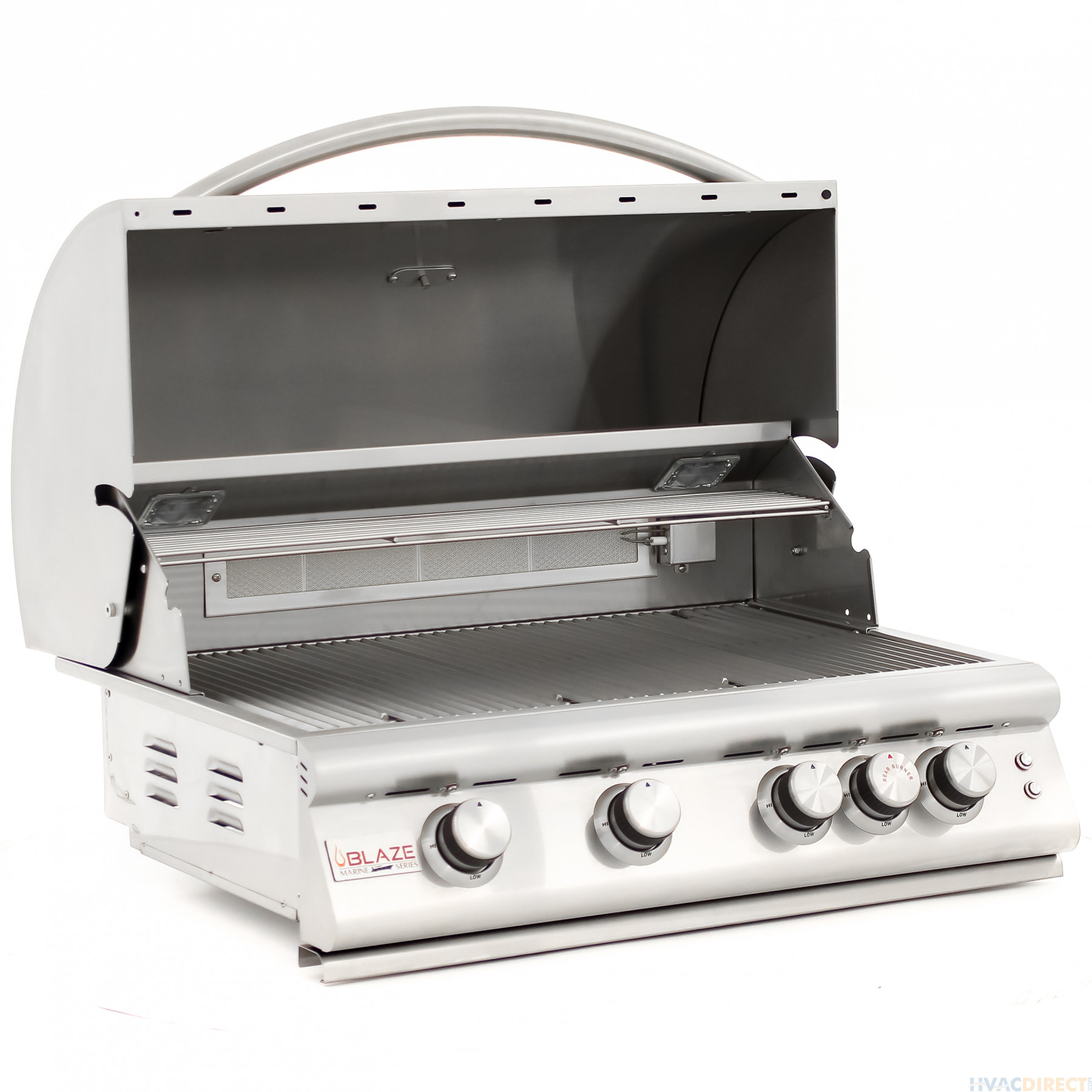 Blaze Gas Grill - LTE- 4 Burner Marine Grade With Lights - open with lights