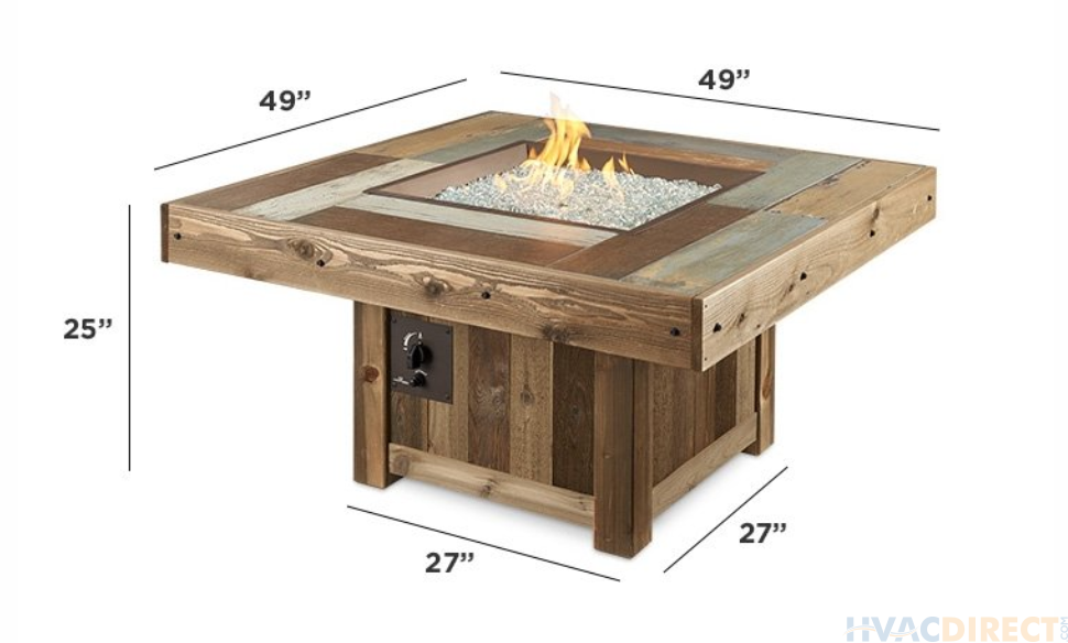 The Outdoor Greatroom Vintage Square Gas Fire Pit Table - VNG-2424BRN