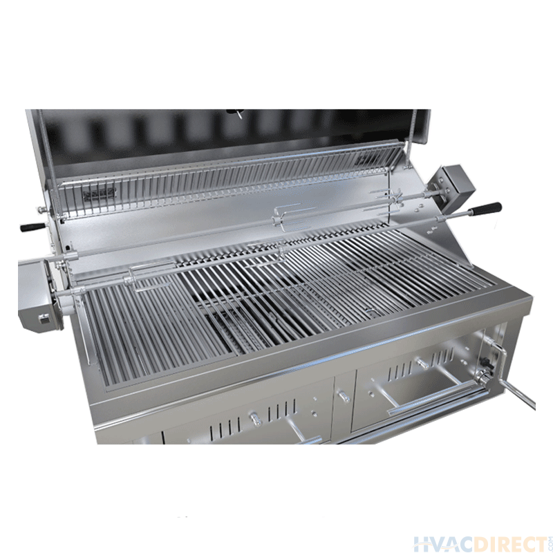 Sunstone 42-Inch Dual Zone 304 Stainless Steel Charcoal Grill- Hood Closed- Front View