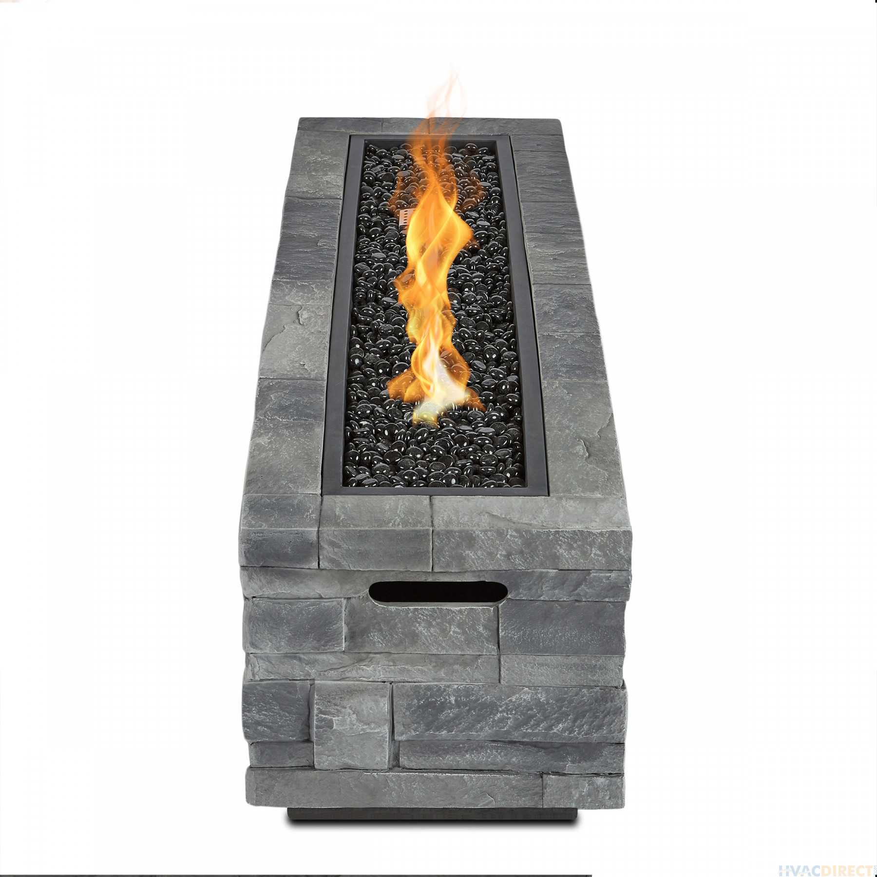 Real Flame Gray Ledgestone Rectangular Propane Fire Pit With Natural Gas Conversion Kit - CT0003LP-GLS