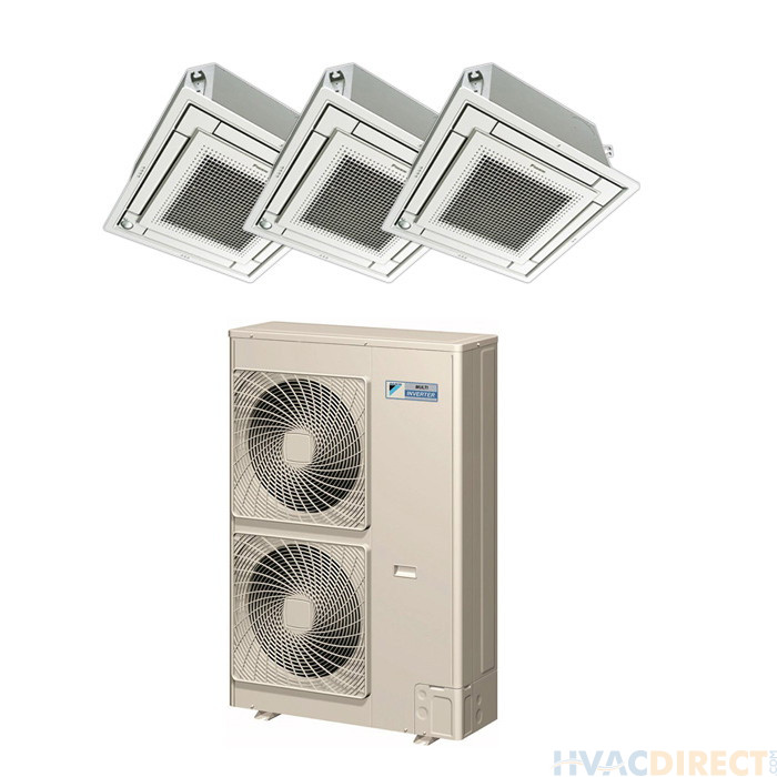 Daikin 48,000 BTU 18.8 SEER Tri Zone Heat Pump System 12+12+15 - Ceiling Cassette