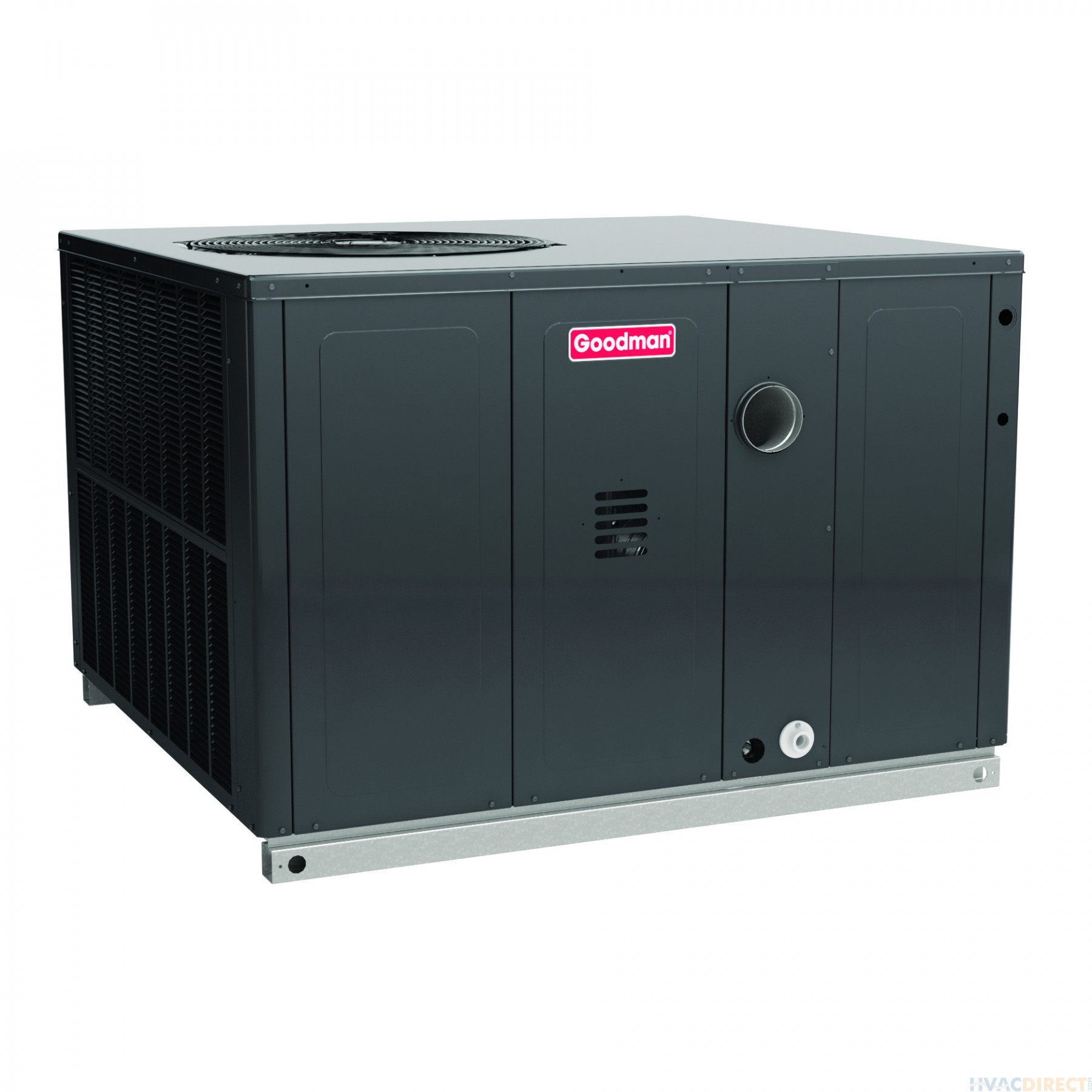 3.5 Ton 14 SEER 100,000 BTU Goodman Dual Fuel Heat Pump and Gas Package Unit - Front Right