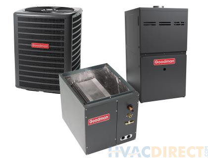 1.5 Ton 13 SEER 80% AFUE 60,000 BTU Goodman Gas Furnace and Air Conditioner System - Vertical