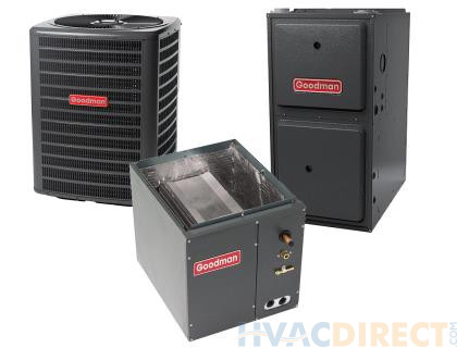 2.5 Ton 13 SEER 92% AFUE 40,000 BTU Goodman Gas Furnace and Air Conditioner System - Vertical