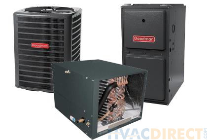 1.5 Ton 13 SEER 96% AFUE 60,000 BTU Goodman Gas Furnace and Air Conditioner System - Horizontal