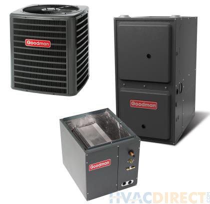 3 Ton 14 SEER 96% AFUE Goodman Gas Furnace and Heat Pump System - Downflow