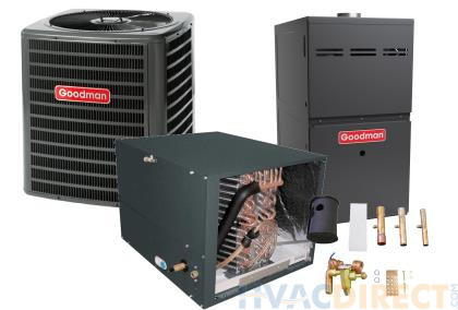 1.5 Ton 14.5 SEER 80% AFUE 80,000 BTU Goodman Gas Furnace and Heat Pump System - Horizontal