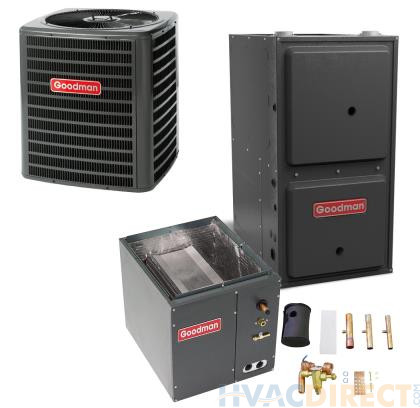 3 Ton 15 SEER 97% AFUE Goodman Gas Furnace and Heat Pump System - Downflow