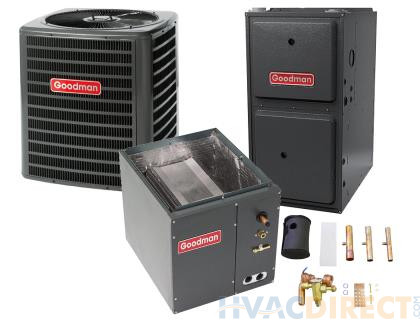3.5 Ton 15 SEER 96% AFUE Goodman Gas Furnace and Heat Pump System - Upflow
