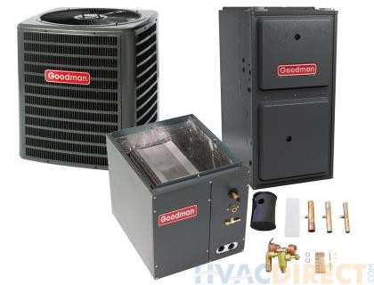 2.5 Ton 15 SEER 98% AFUE Goodman Gas Furnace and Heat Pump System - Upflow