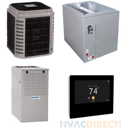 3 Ton 17 SEER 80% AFUE 90,000 BTU AirQuest Gas Furnace and Heat Pump System - Multi-positional