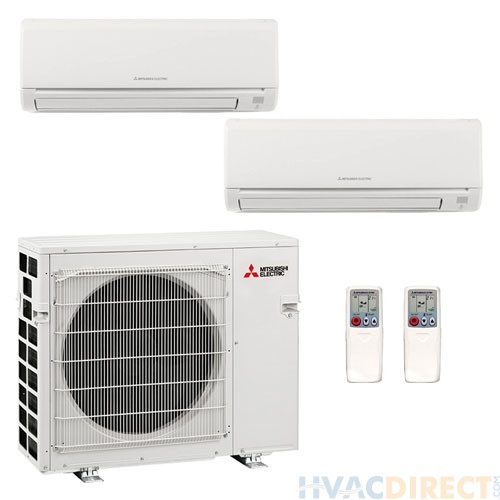 20,000 BTU 20 SEER Mitsubishi Dual Zone Heat Pump System 6+12