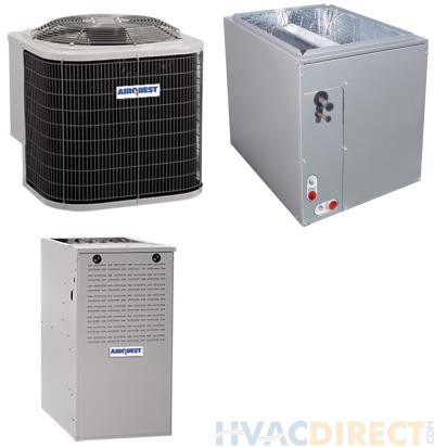 3 Ton 16 SEER 80% AFUE 90,000 BTU AirQuest Gas Furnace and Heat Pump System - Multi-positional