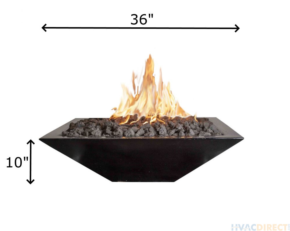 Phoenix Precast Products Square Gas Fire Bowl In Multiple Sizes- Lava Rock Included - OSFB
