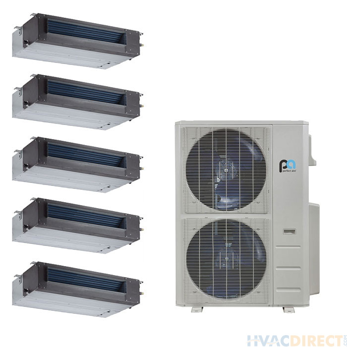 Perfect Aire 48,000 BTU 21.5 SEER Five Zone Heat Pump System 12+12+12+12+12 - Concealed Duct