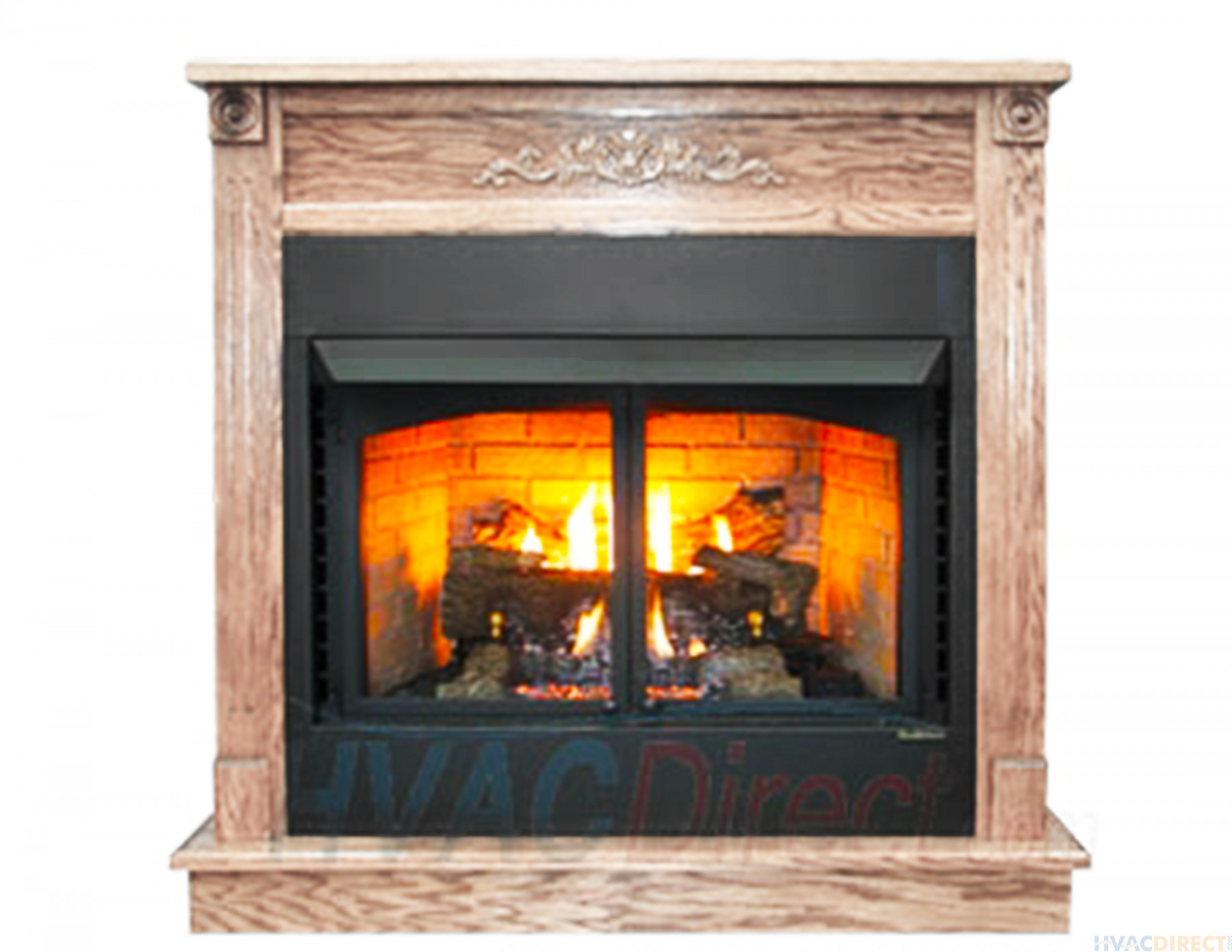 Buck Stove Model ZCBBXL 42" Vent Free Gas Fireplace Deluxe Builders Box with Oak Log Set - Liquid Propane