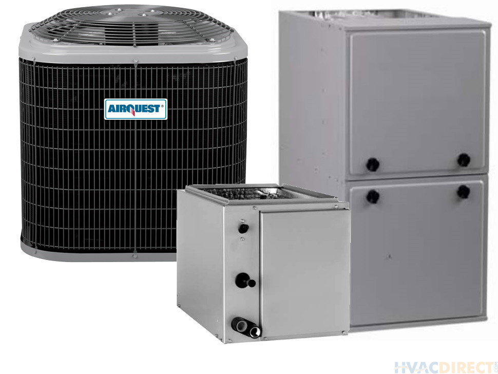 3 Ton 15 SEER 96% AFUE 100,000 BTU AirQuest Gas Furnace and Heat Pump System - Upflow/Downflow