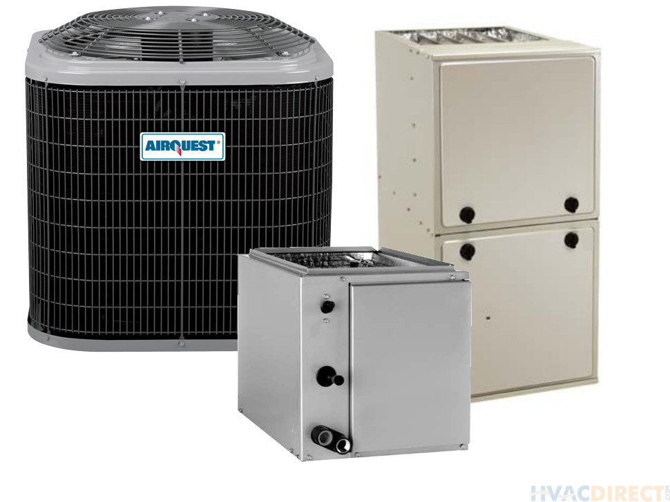 3 Ton 15 SEER AFUE 80,000 BTU AirQuest Gas Furnace and Heat Pump System - Upflow/Downflow