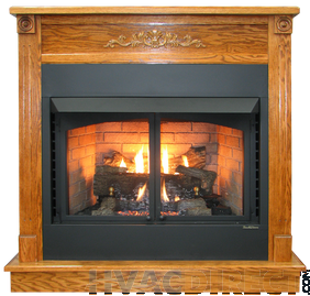 Buck Stove Model ZCBBXL 42" Vent Free Gas Stove Deluxe Builders Box with Oak Log Set - Natural Gas