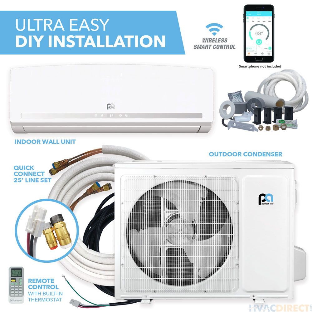 Perfect Aire DIY 36,000 BTU 17.6 SEER Quick Connect Ductless Mini-Split Heat Pump w/ WiFi - 230V