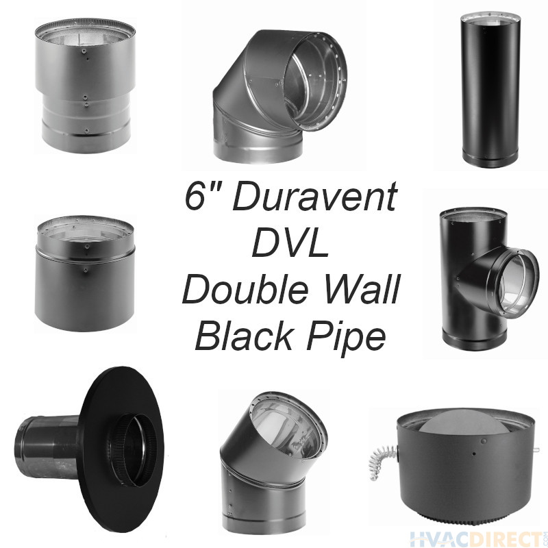 DuraVent 6- Diameter Inch DVL Double-Wall Black Stove Pipe - 6-Inch DVL