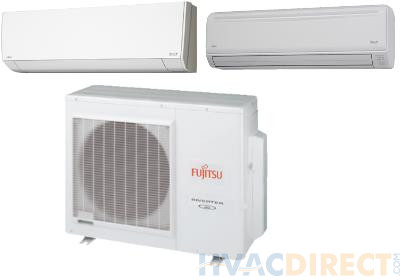 Fujitsu 24,000 BTU 18 SEER Dual Zone Heat Pump System 9+18 - Wall Mounted