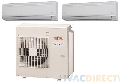 Fujitsu 45,000 BTU 19.7 SEER Dual Zone Heat Pump System 24+24 - Wall Mounted