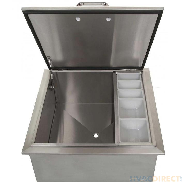 BBQ Direct Universal 25-Inch Drop-In Ice Bin Cooler With Condiment Tray