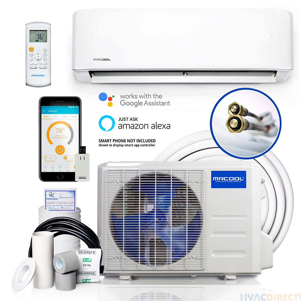 MRCOOL DIY 18,000 BTU 20 SEER Ductless Mini Split AC and Heat Pump with Wireless-Enabled Smart Controller