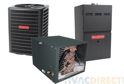 4 Ton 13 SEER 80% AFUE 80,000 BTU Goodman Gas Furnace and Air Conditioner System - Horizontal