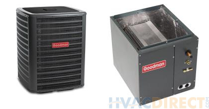 1.5 Ton 14 SEER Goodman Air Conditioner with Vertical 17.5" Cased Coil