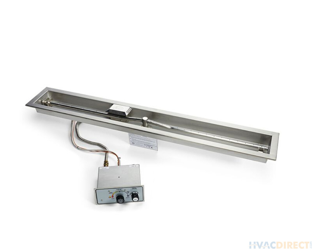 HPC 48 -Inch Gas Trough Burner Fire Pit Kit - Push Button / Flame Sensing - FPPK48-TRGH-FLEX