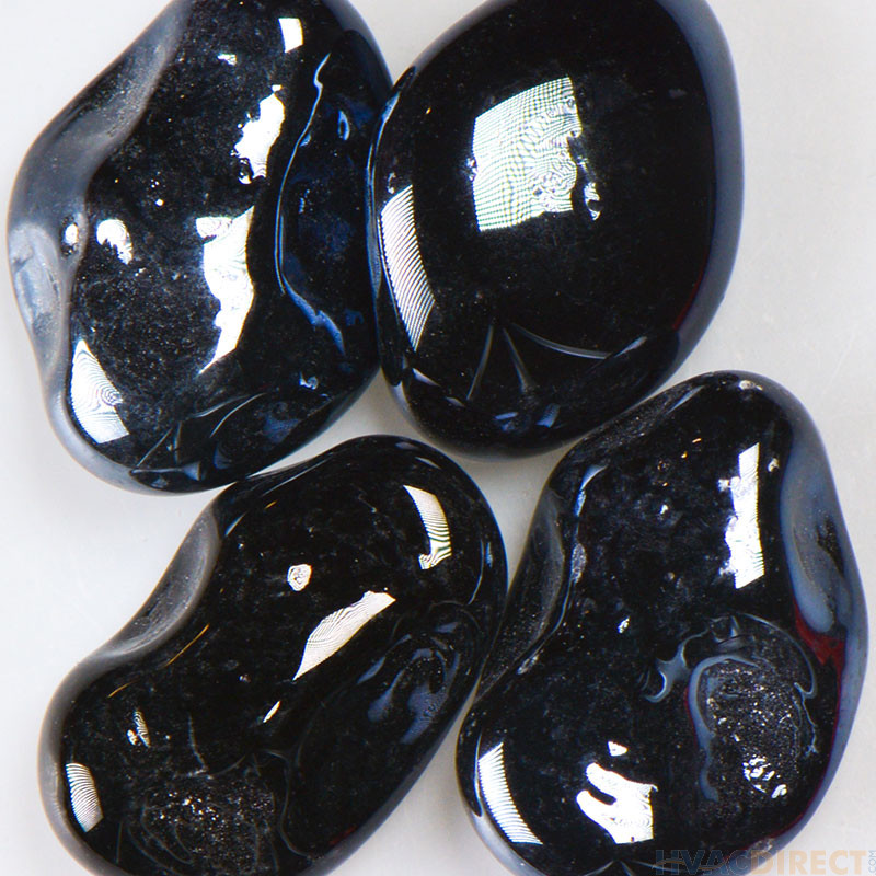 American Specialty Glass 1/2 Inch to 1 Inch Black Licorice Iridescent Jelly Bean Fire Glass - 10 Pounds