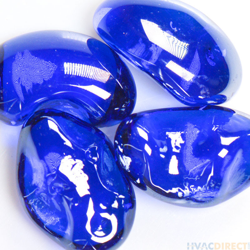 American Specialty Glass 1/2 Inch to 1 Inch BLueberry Iridescent Jelly Bean Fire Glass - 10 Pounds