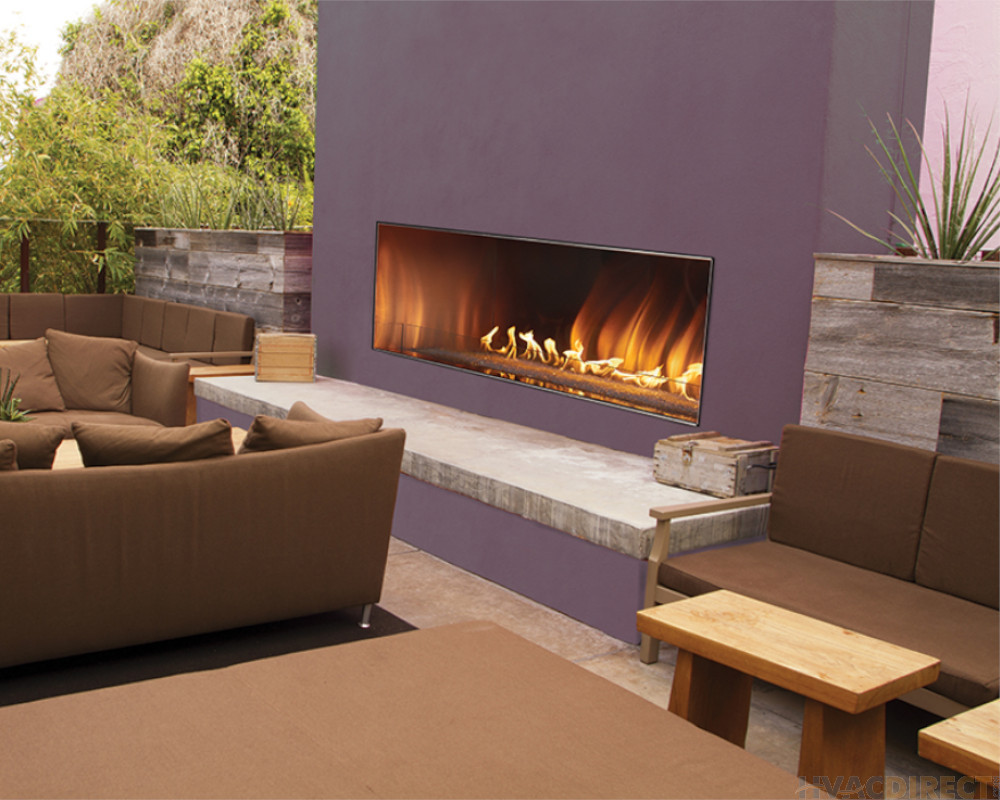 Empire Outdoor 48 Inch See Through Linear Fireplace And Fire Glass - OLL48FP12S / DG1