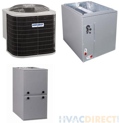 3 Ton 15 SEER 96% AFUE 100,000 BTU AirQuest Gas Furnace and Heat Pump System - Multi-positional
