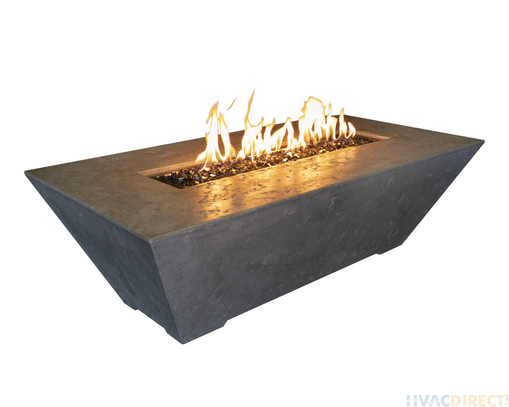 Phoenix Precast Products Rectangular Oblique Fire Pit Table w/ Lava Rock - ORFT603018