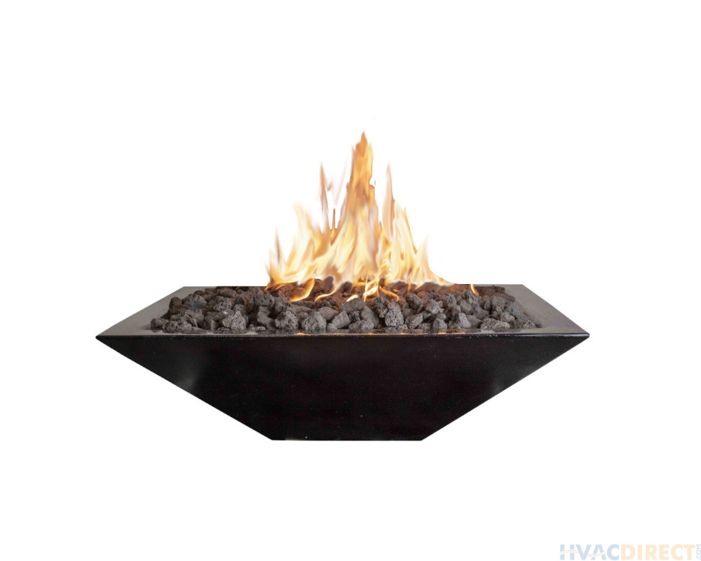 Phoenix Precast Products Square Gas Fire Bowl In Multiple Sizes w/ Lava Rock - OSFB