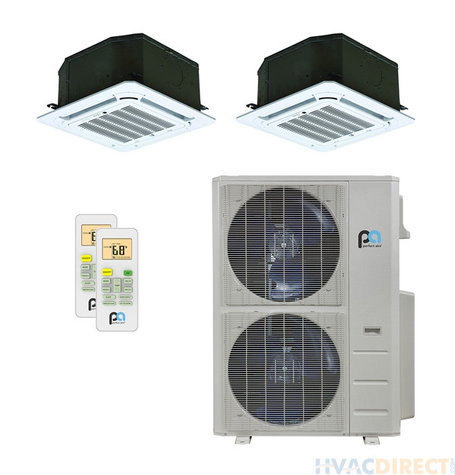 48,000 BTU 21.5 SEER Perfect Aire Dual Zone Heat Pump System 12+24 - Ceiling Cassette