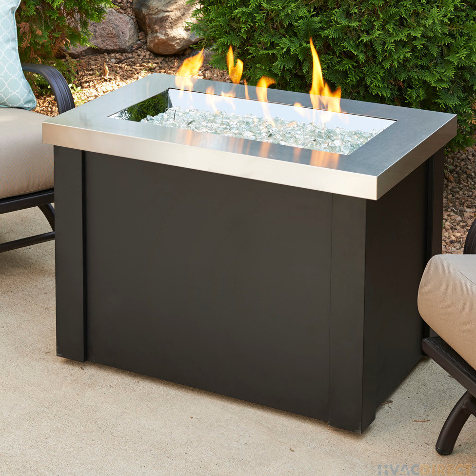 The Outdoor Greatroom Providence Stainless Steel 32-Inch Rectangular Gas Fire Pit Table - PROV-1224-SS