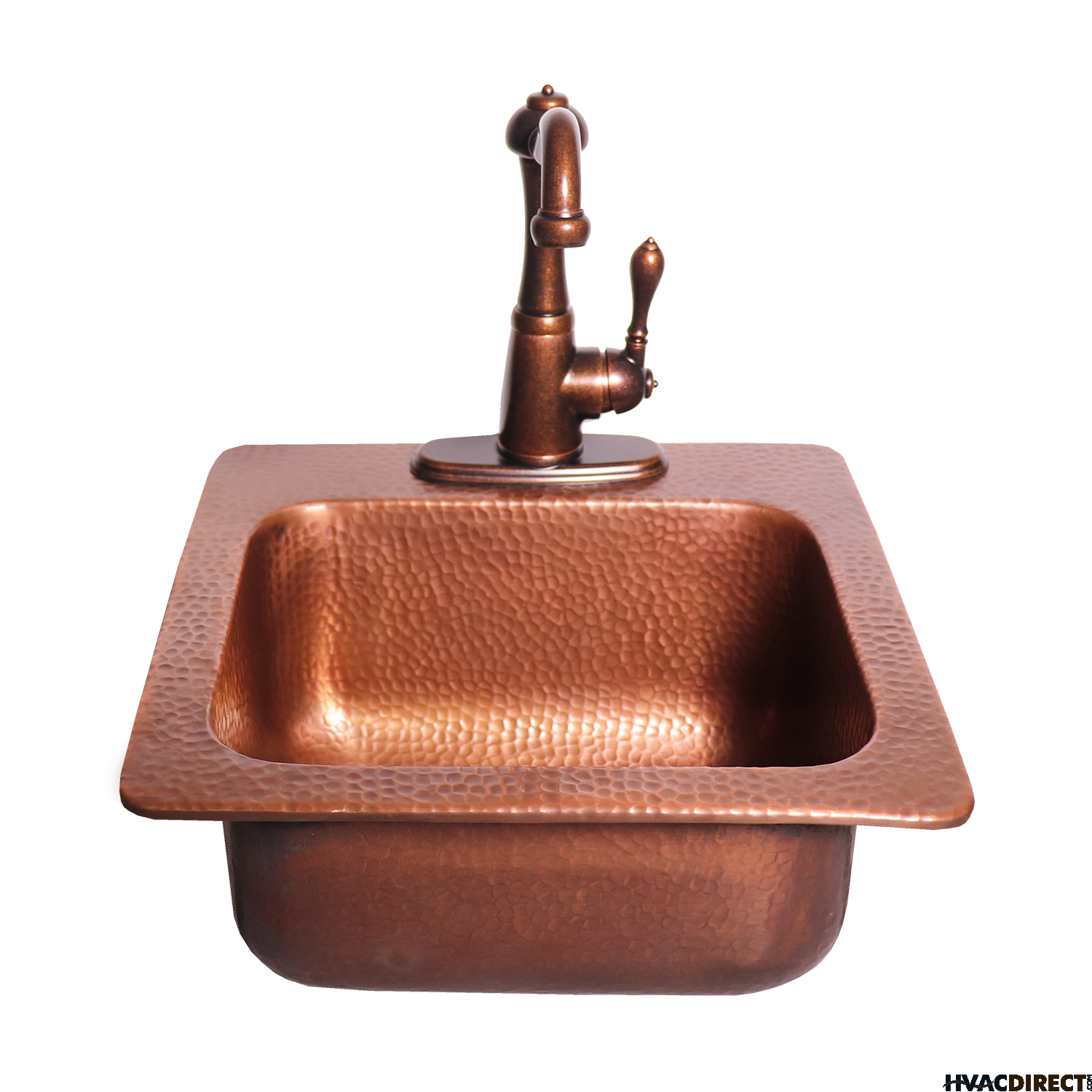 RCS 15" X 15" Copper Drop-In Sink With Hot/Cold Faucet - RSNK3