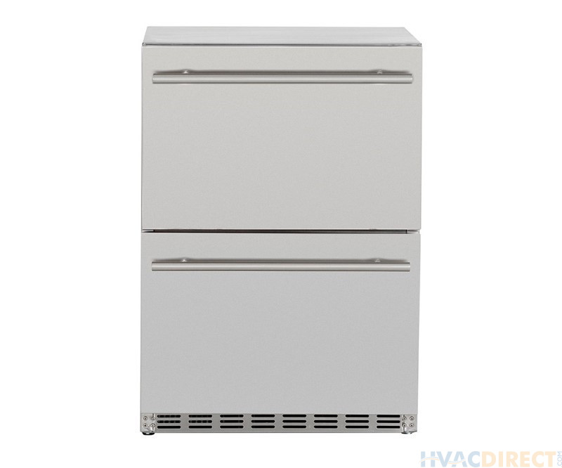 Summerset 24 Inch 5.3 Cu. Ft. Deluxe Outdoor Rated Refrigerator Drawers - SSRFR24DR2